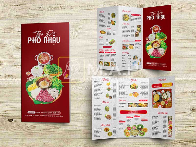 in menu gập 3 chống nước