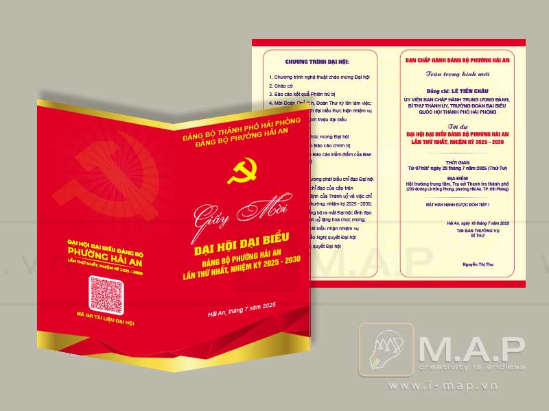 in giấy mời - thiệp mời đại hội đảng bộ