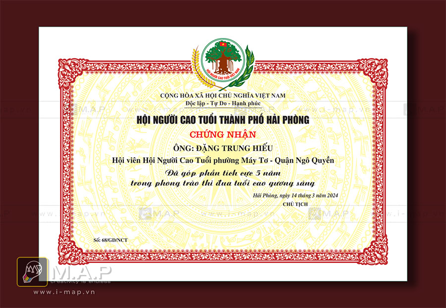 Mẫu In giấy chứng nhận người cao tuổi hải phòng