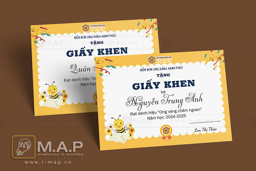Mẫu in giấy khen trường mầm non