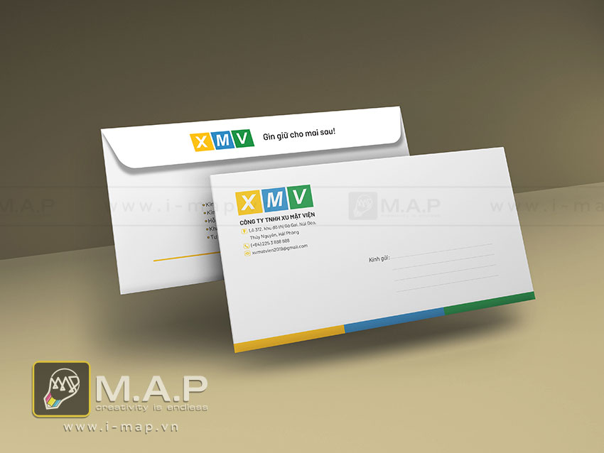 Mẫu thiết kế phong bì công ty đẹp in ấn MAP