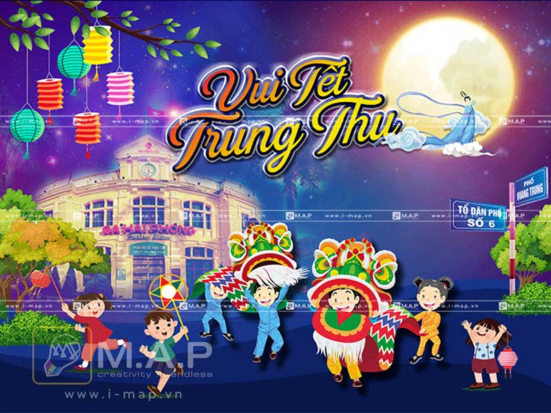 In phông bạt nền background trung thu 