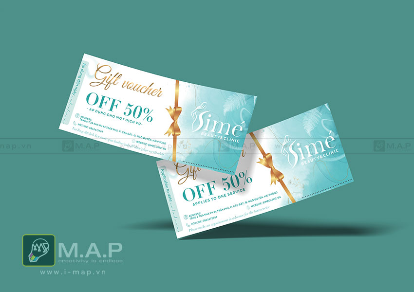 Thiết kế gift voucher kích thước 10x15cm đẹp cho spa